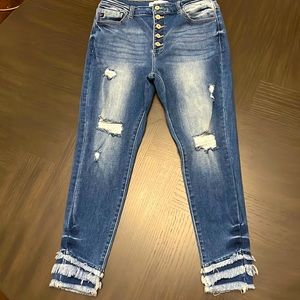 New KanCan Distressed Button Fly Jeans.